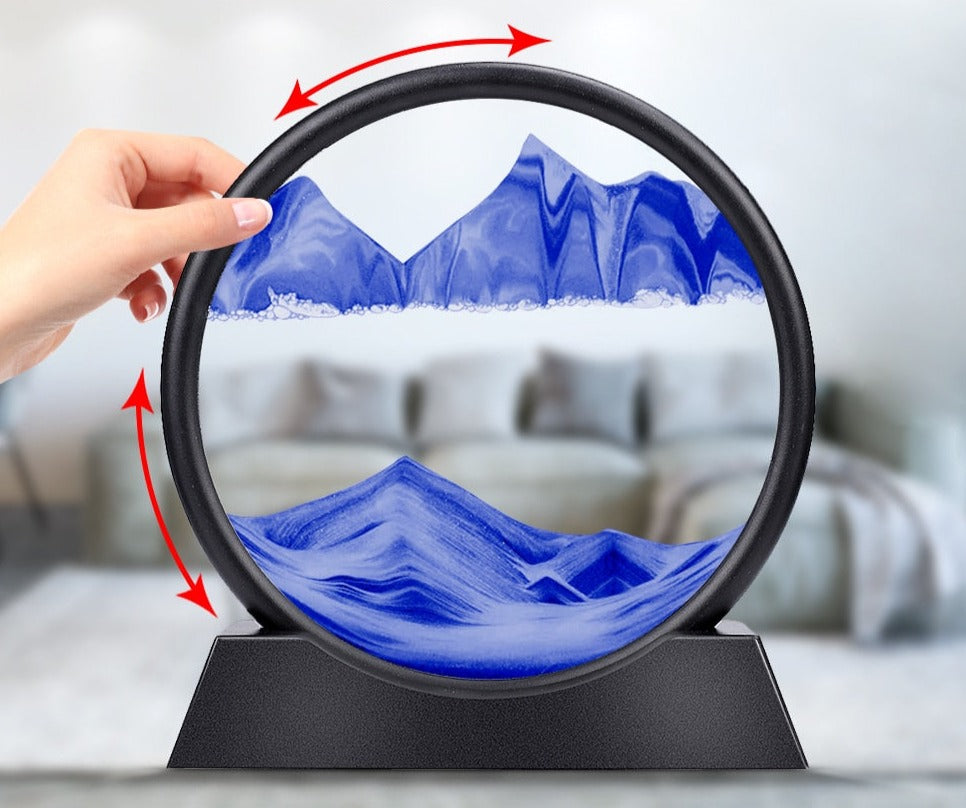 3D zandloper met landschap