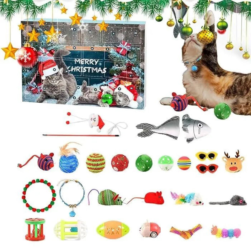 Adventskalender - 24 kattenspeeltjes als verrassing - Aftellen naar kerst voor katten