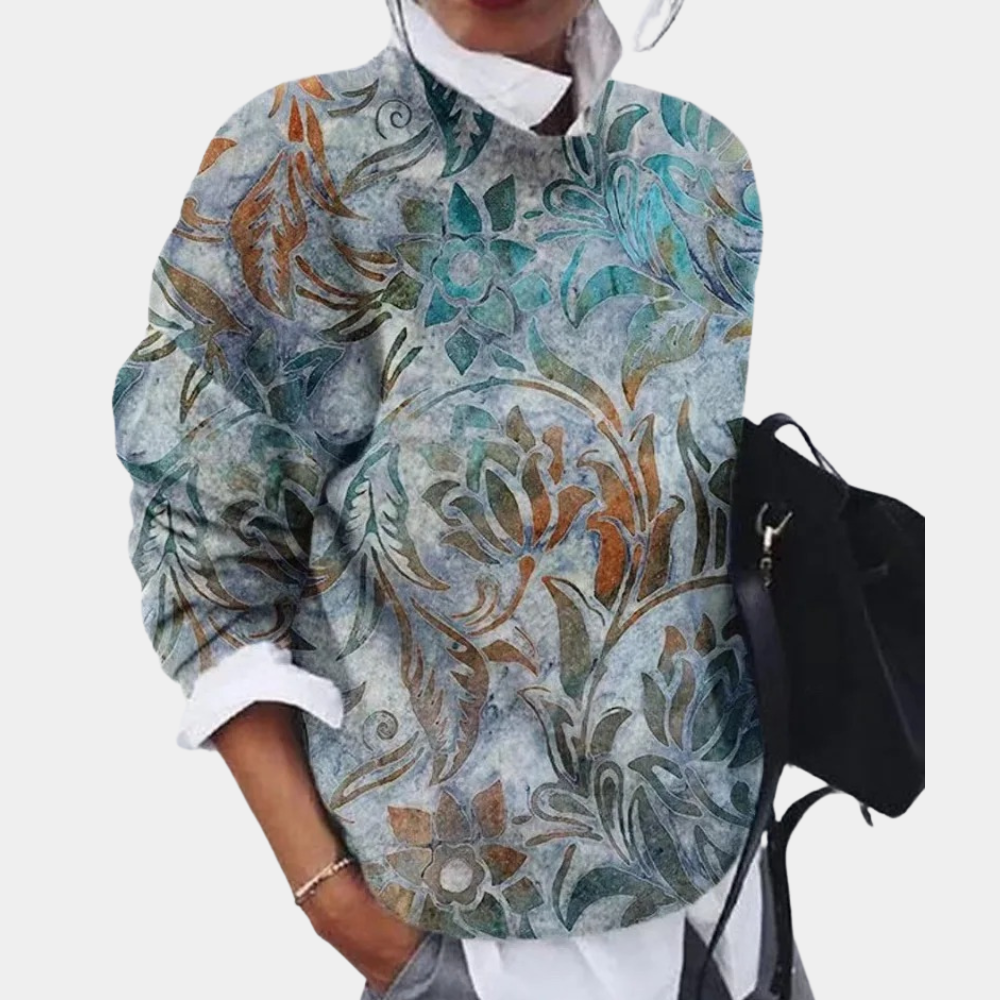 Dames sweatshirt met ronde hals en patroon