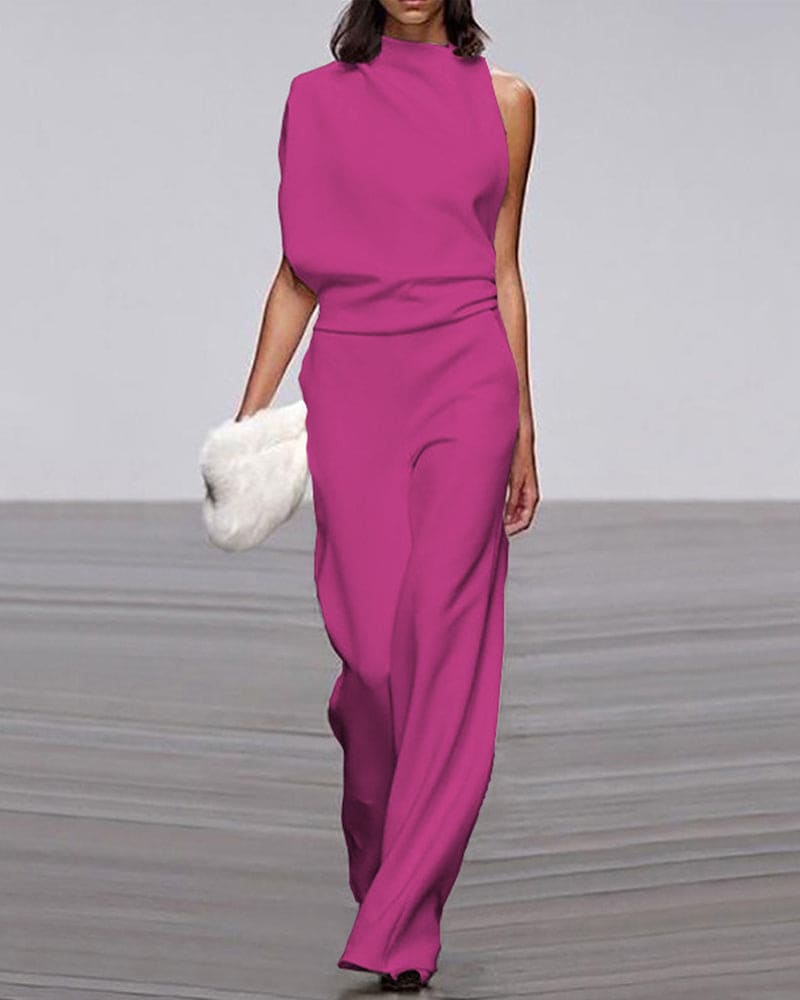 Elegante jumpsuit met hoge kraag