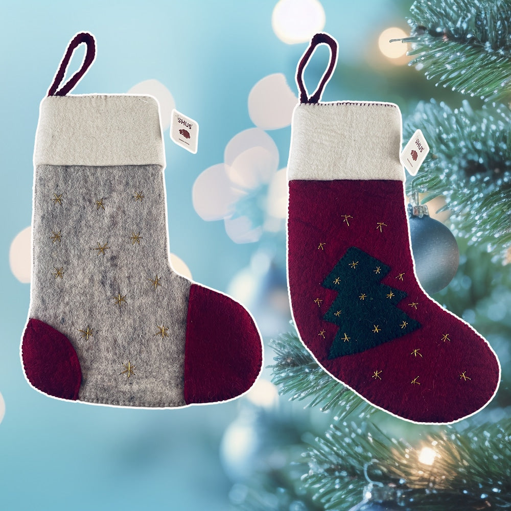 Grote kerstsok – handgemaakt – 100% zuivere wol