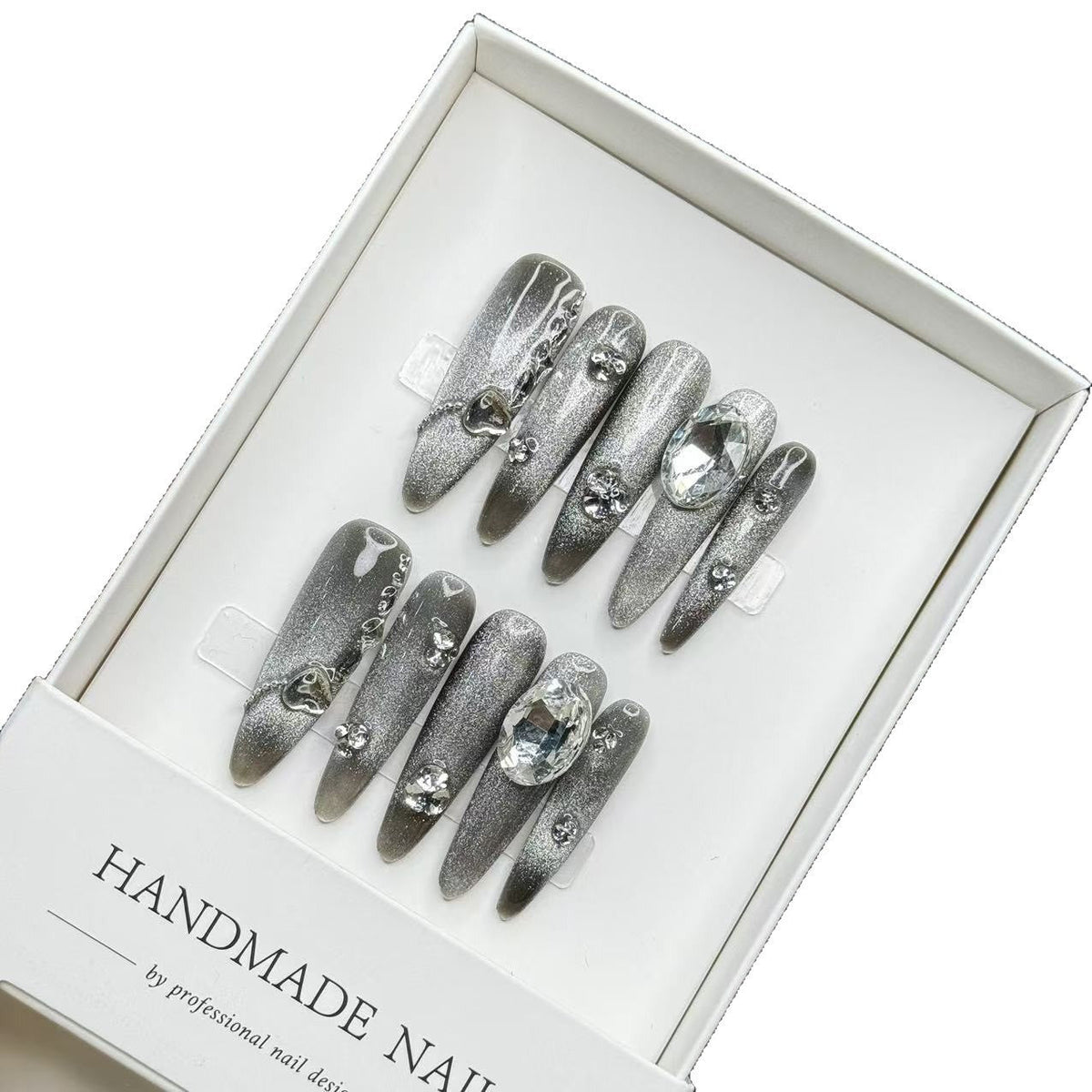 Handgemaakte decoratieve press-on nagelset
