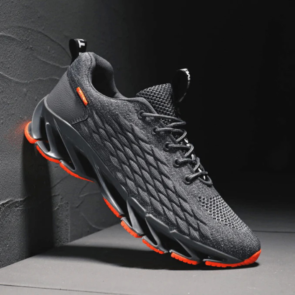 Hardloopschoenen voor heren met schokdemping en ademend bovenwerk van mesh – Sportieve sneakers met veters