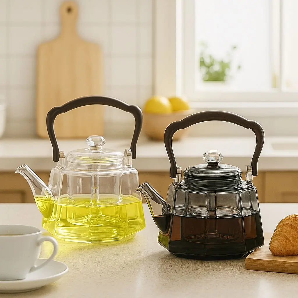 Hittebestendige glazen theepot met theefilter