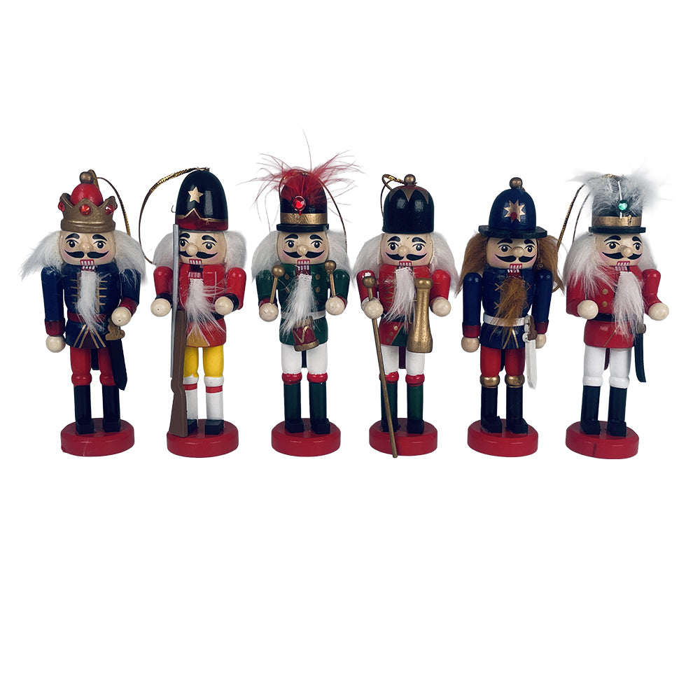 Houten notenkrakerfiguren – 12,5 cm, set van 6 stuks