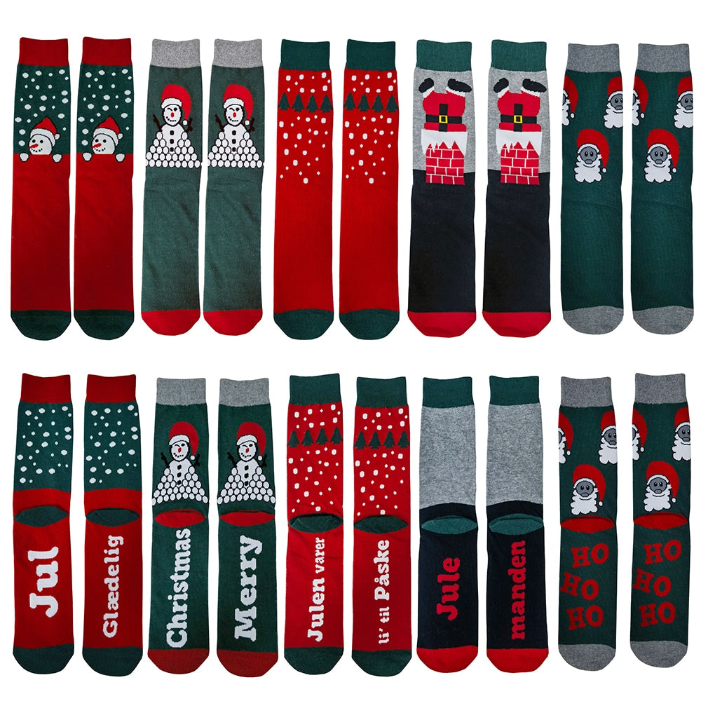 Kerstsokken - 5 paar in verschillende motieven en kleuren