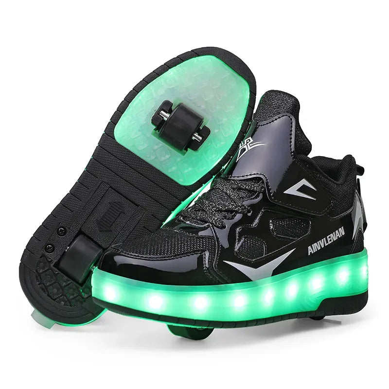 Kinderschoenen met ledverlichting en wieltjes – Gemakkelijke klittenbandsluiting voor actief spelen