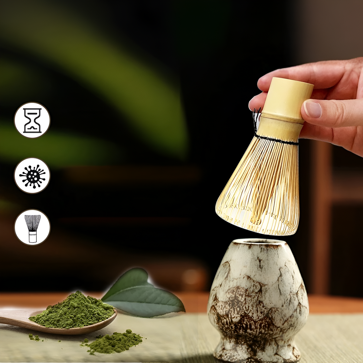 Matcha-set – Traditioneel theeservies als cadeau, 6-delig voor de theeceremonie van hoogwaardige materialen