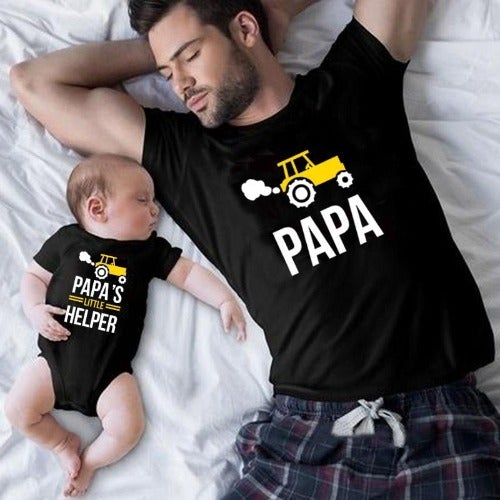 Matchende T-Shirts voor Vader en Zoon - Papa & Little Helper T-Shirts