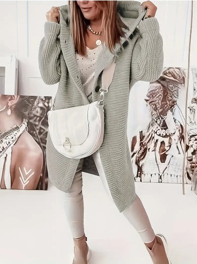 Oversized gebreid damesvest met capuchon
