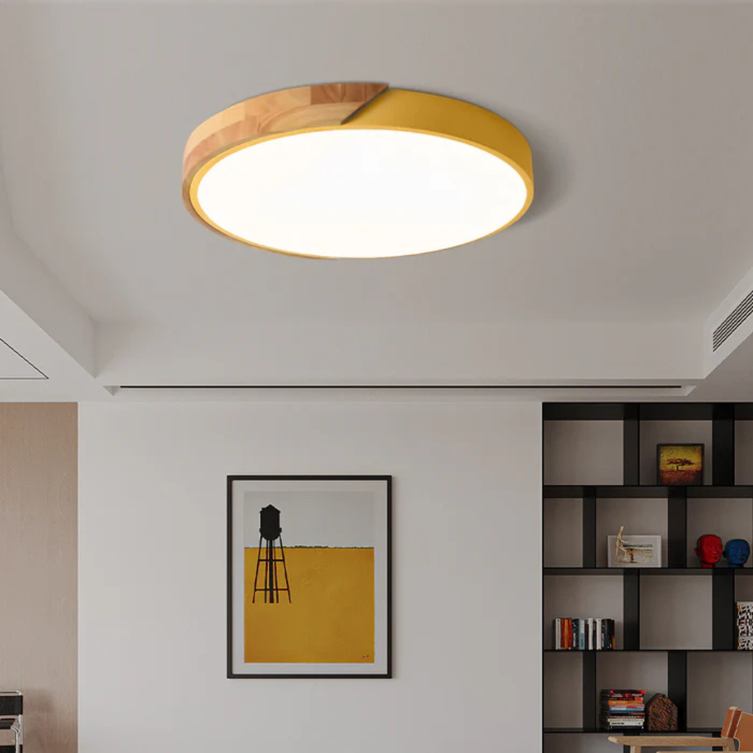 Plafondlamp met led in Scandinavisch houten design