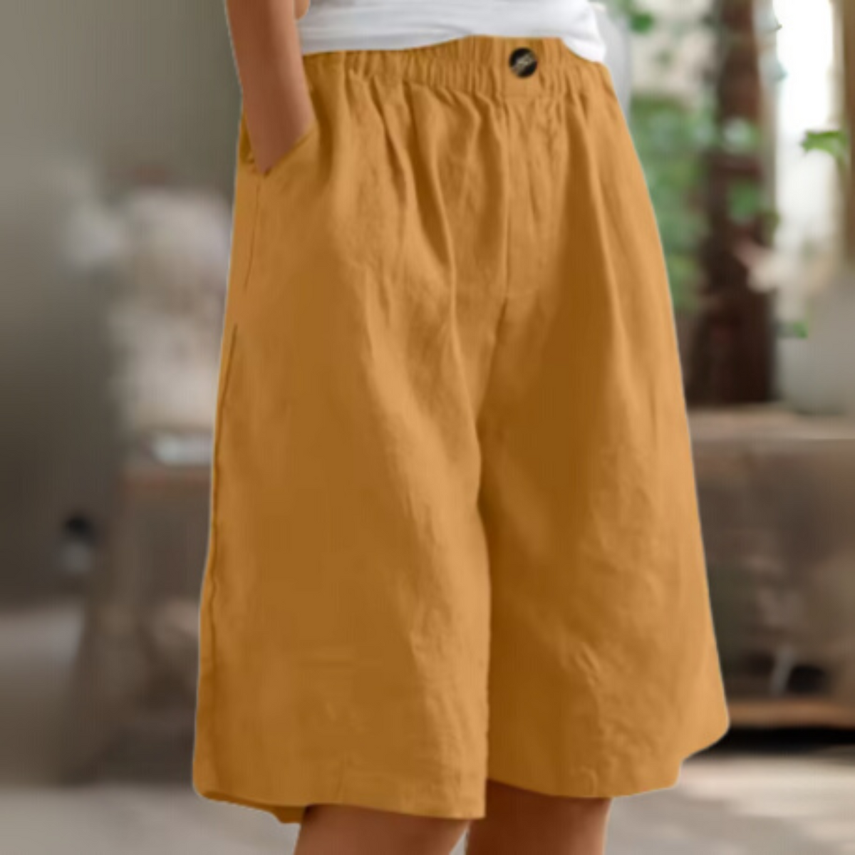 Shorts met hoge taille en wijde pijpen voor dames