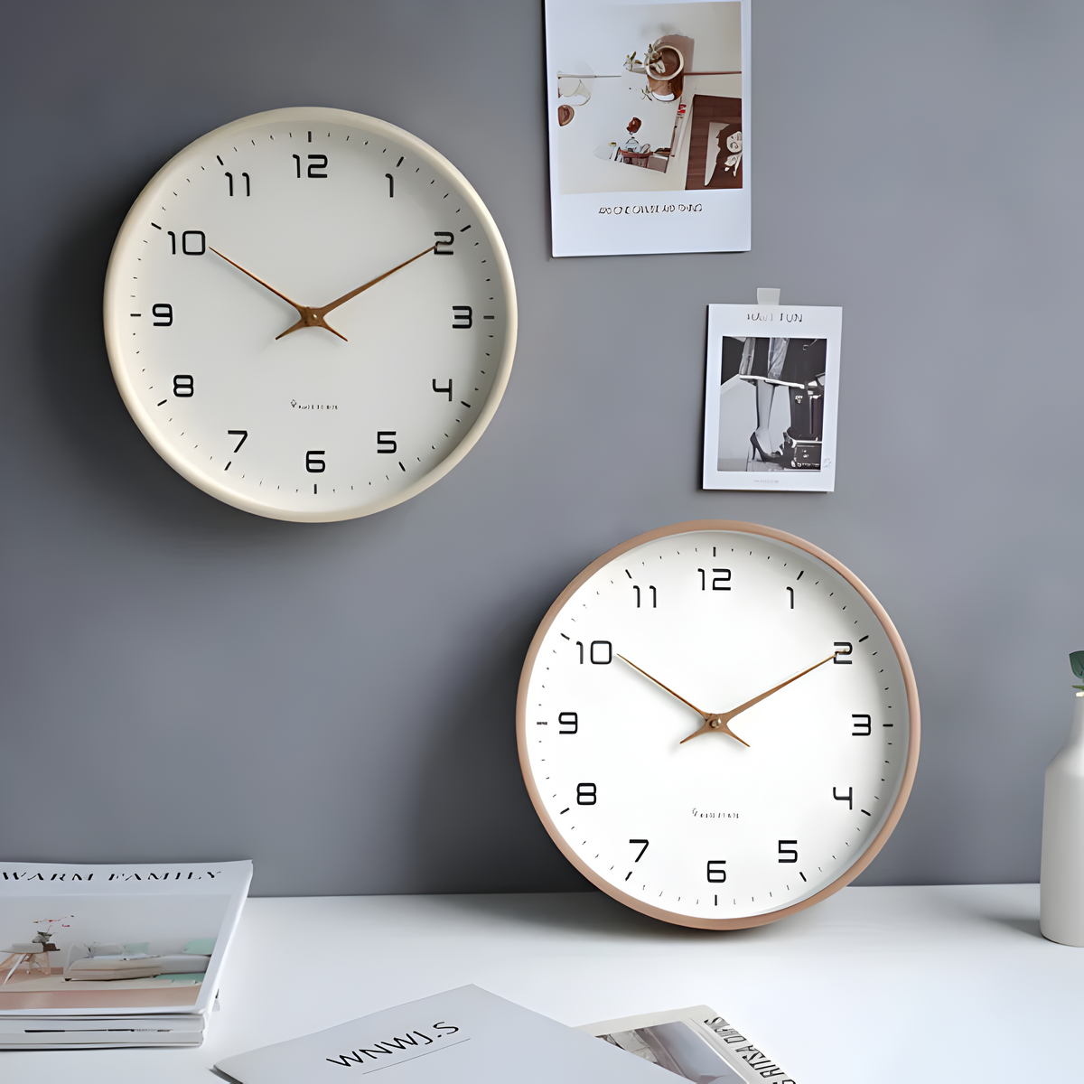 Stille houten wandklok | Modern rond ontwerp