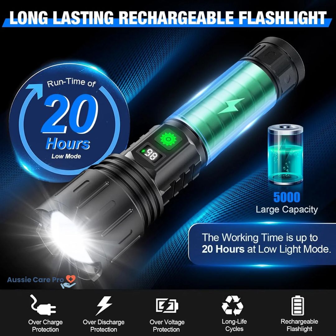 Tactische LED-zaklamp 100.000 Lumen Herlaadbaar