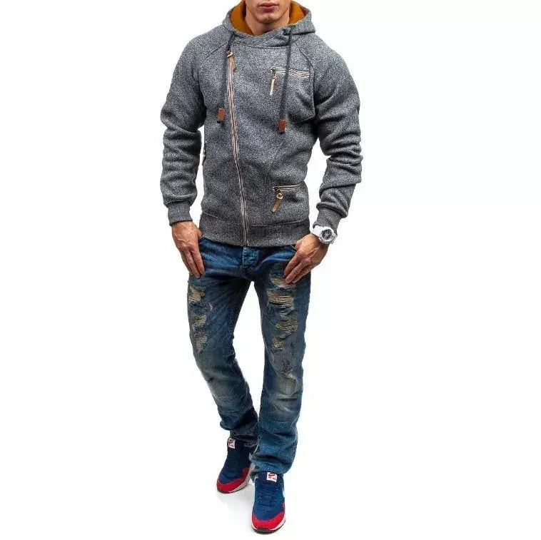 Warme effen hoodie met lange mouwen voor vrije tijd