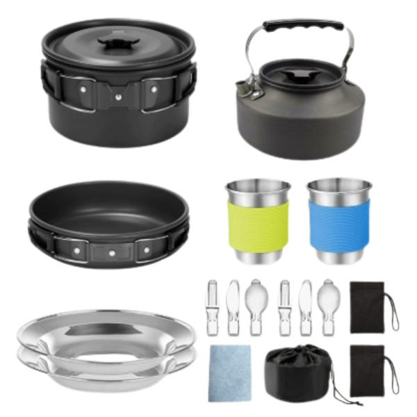 17-Delige kook- en servies-set voor camping