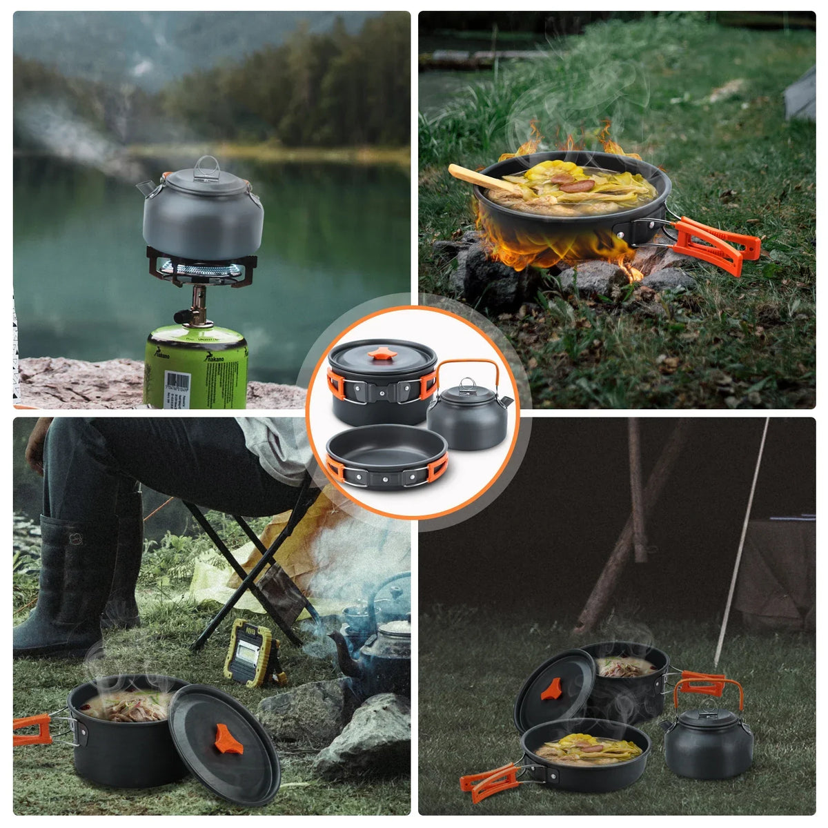 17-Delige kook- en servies-set voor camping