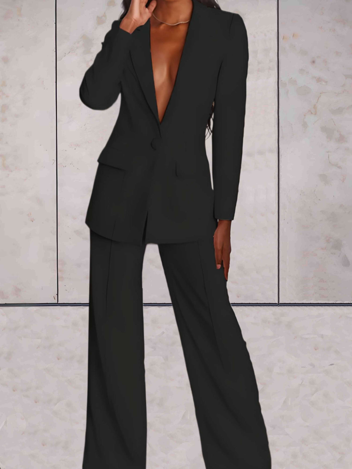 2-Delige set voor dames met formele business blazer en broek met wijde pijpen
