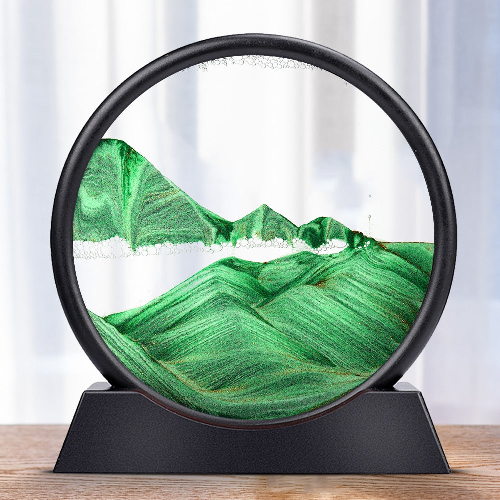 3D zandloper met landschap