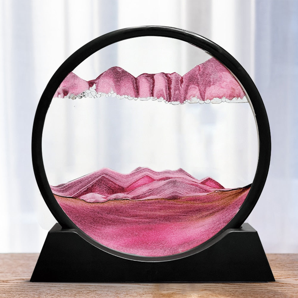 3D zandloper met landschap