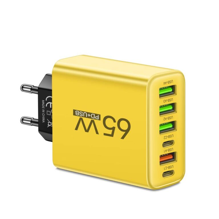 65W USB-oplader met zes poorten voor kantoor, thuis en op reis