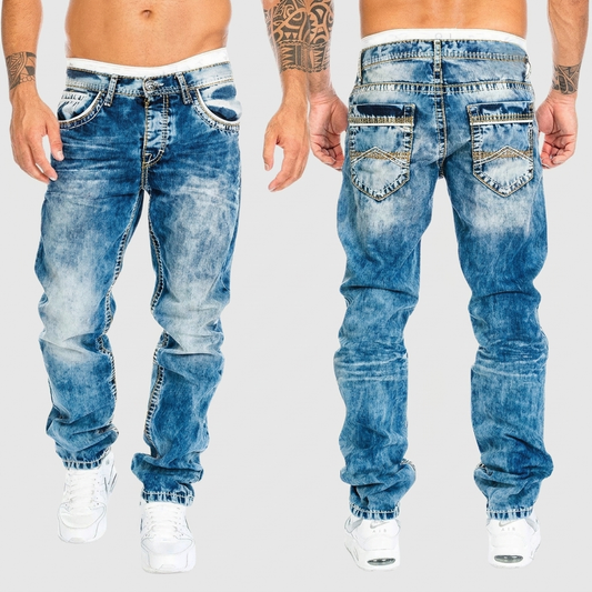 Acid wash spijkerbroek met distressed effect