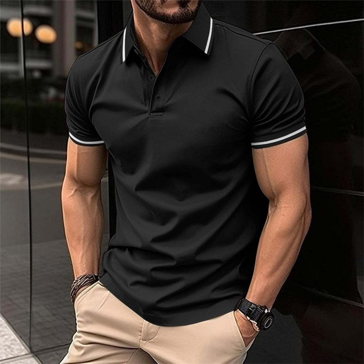 Ademend katoenen poloshirt met korte mouwen voor heren