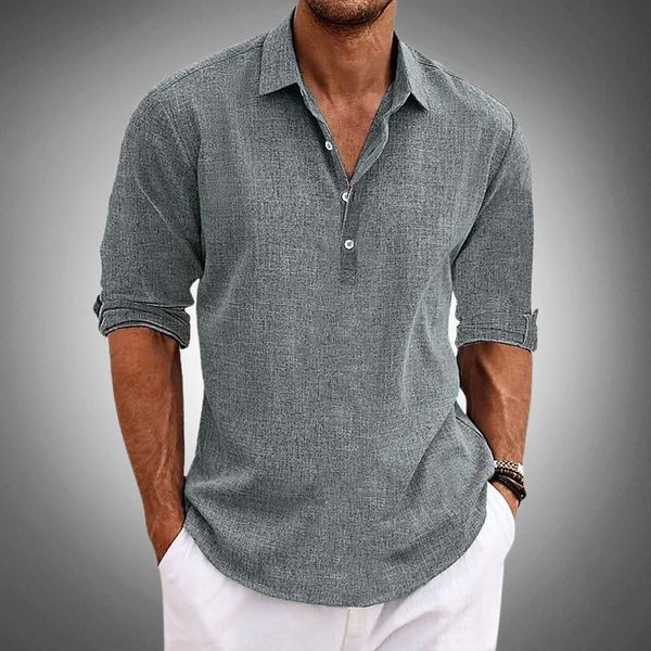 Ademend linnen poloshirt voor heren met een casual pasvorm
