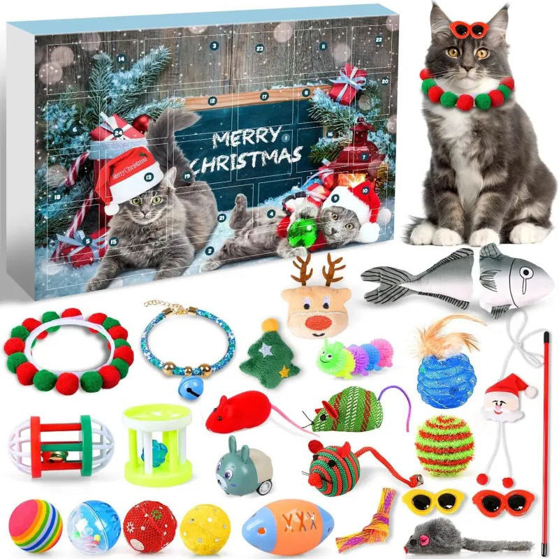 Adventskalender - 24 kattenspeeltjes als verrassing - Aftellen naar kerst voor katten