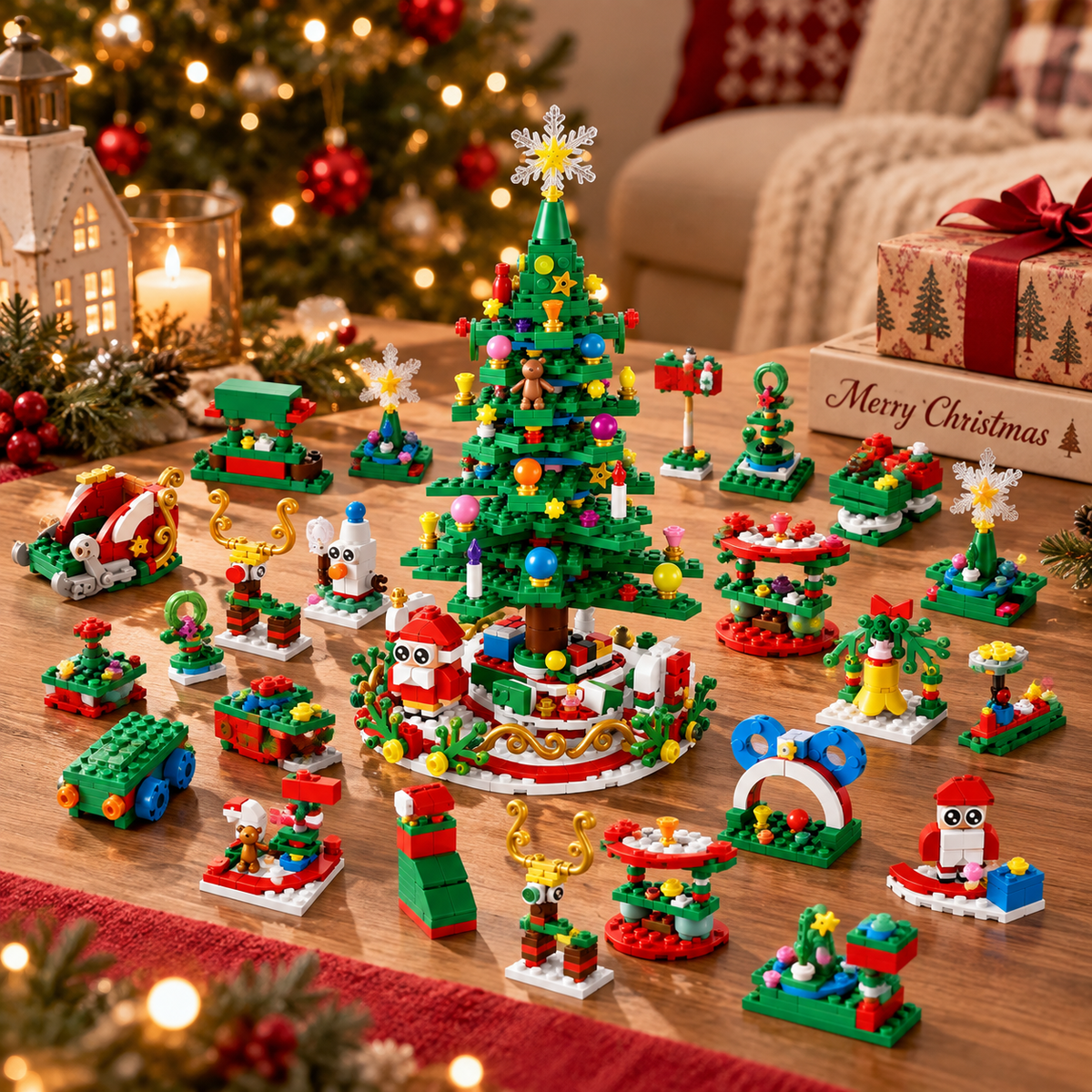 Adventskalender met 24 bouwsteenverrassingen - LED Kerstboomset - Kerstactiviteit