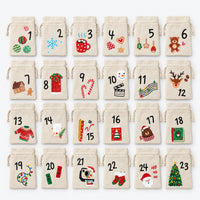 Adventskalenderzakjes om zelf te vullen – 24 stoffen zakjes met cijfers en trekkoord, 15 x 10 cm, herbruikbaar