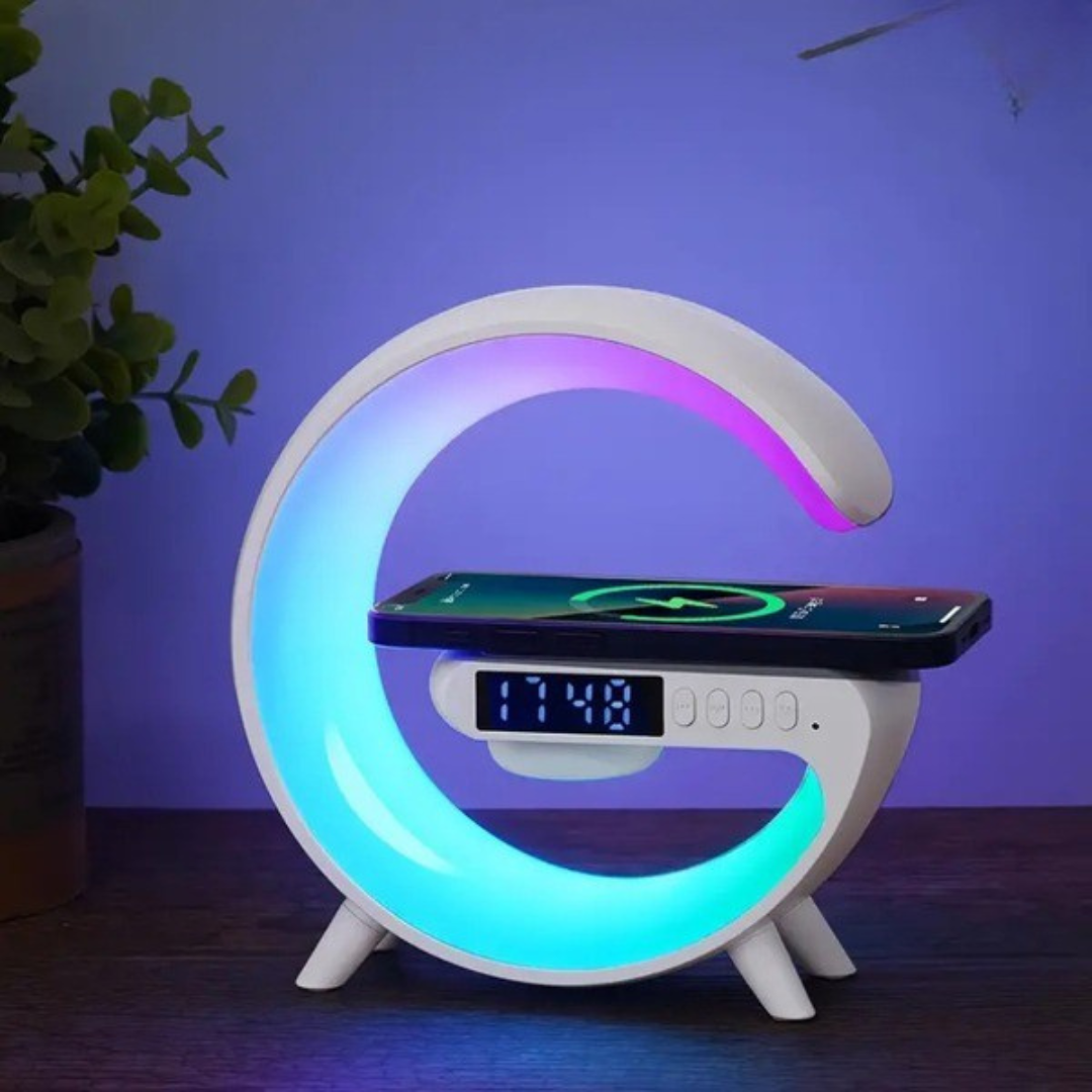 Wekkerlamp met muziek, sfeerverlichting en draadloze oplader