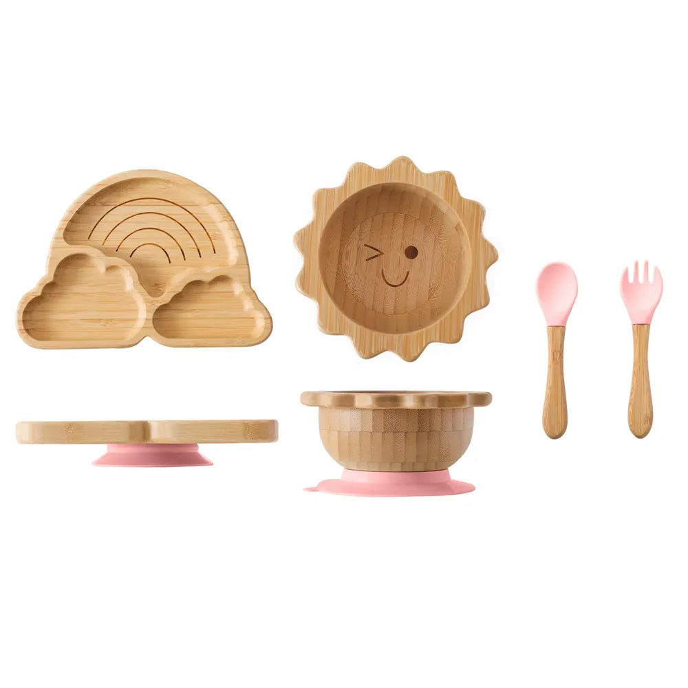 Bamboe Eetset voor Baby's met Zuignap – Veilige & Stijlvolle Kommen & Bordjes voor Peuters