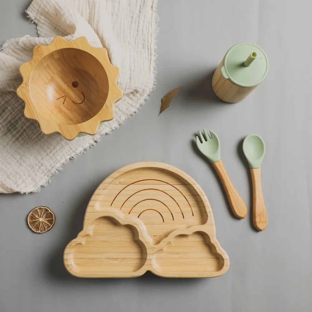 Bamboe Eetset voor Baby's met Zuignap – Veilige & Stijlvolle Kommen & Bordjes voor Peuters