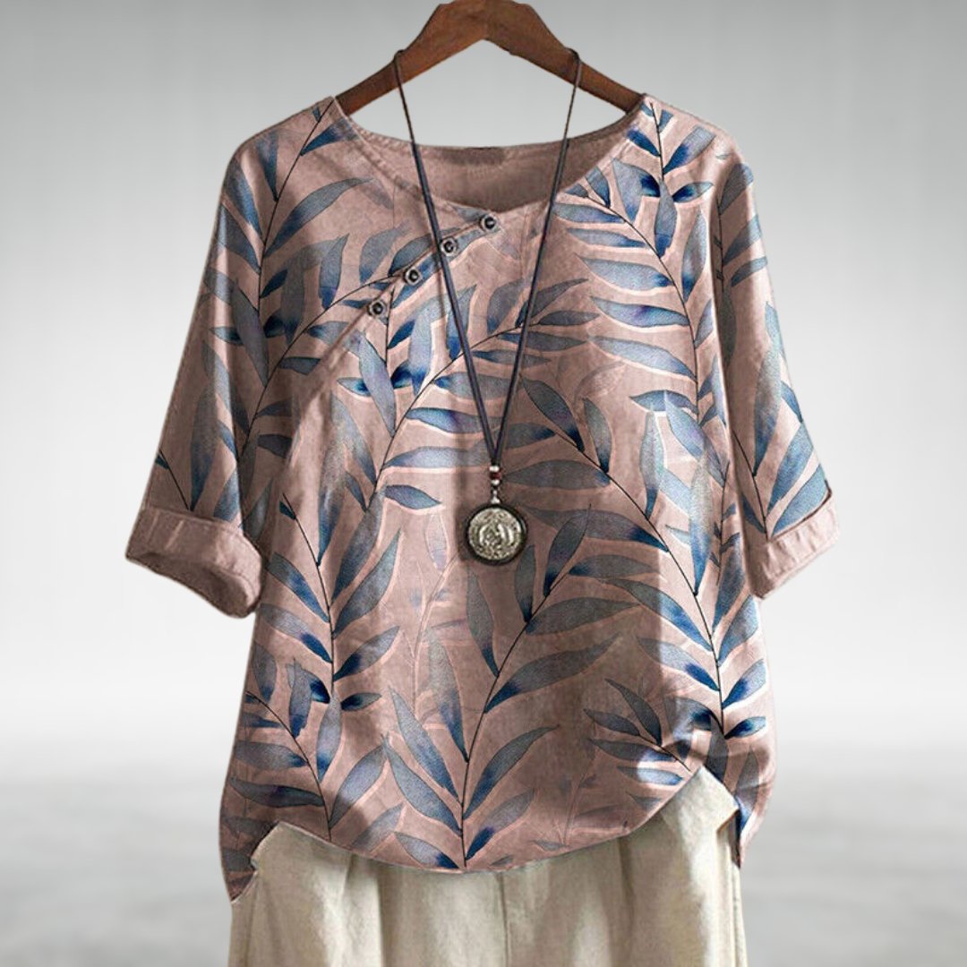 Bedrukte damesblouse met 3/4-mouwen
