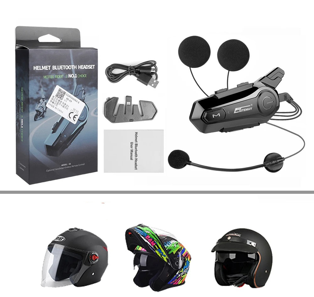 Bluetooth motorhelm intercom - draadloze intercom met 1000 m bereik, handsfree bellen, haarscherp geluid voor 2 rijders voor reizen en avontuur