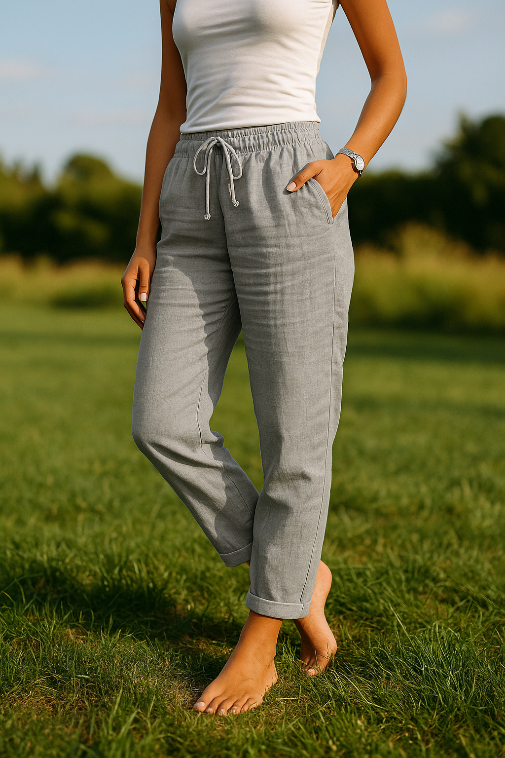 Broek met elastische tailleband