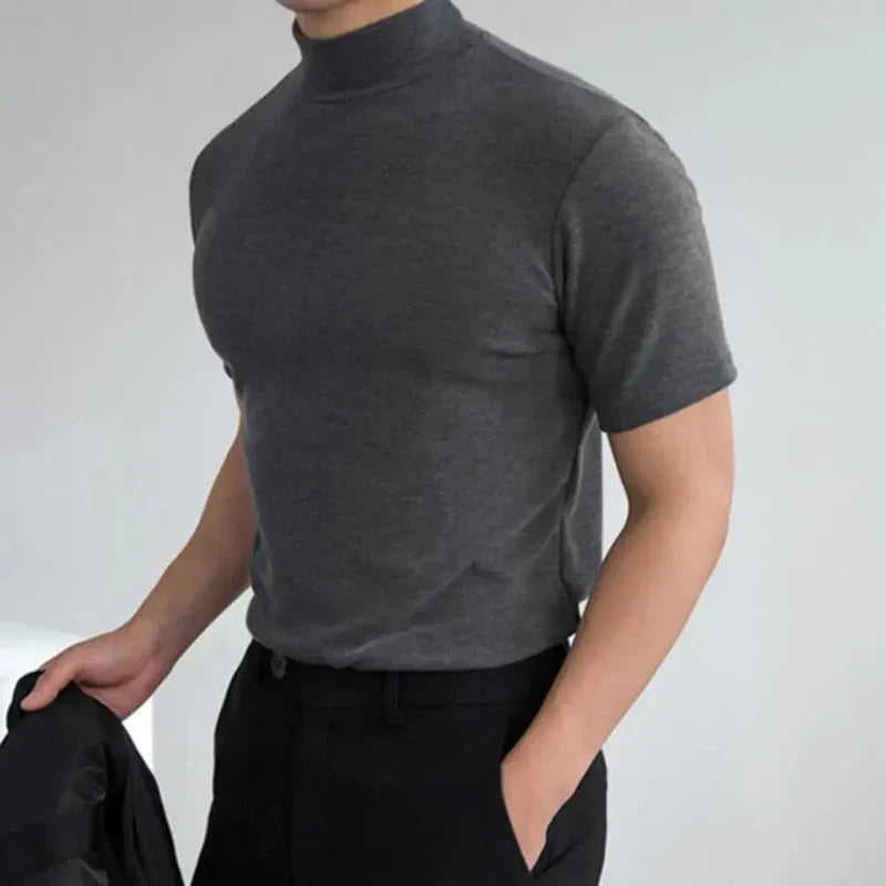 Casual T-shirt voor Heren met Hoge Kraag voor Dagelijks Gebruik