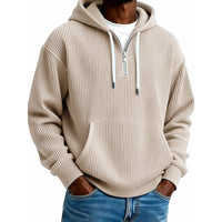 Comfortabele herenhoodie met hoge ritssluiting en zakken