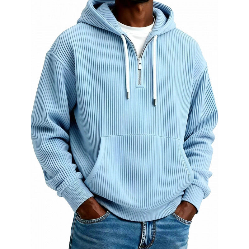 Comfortabele herenhoodie met hoge ritssluiting en zakken