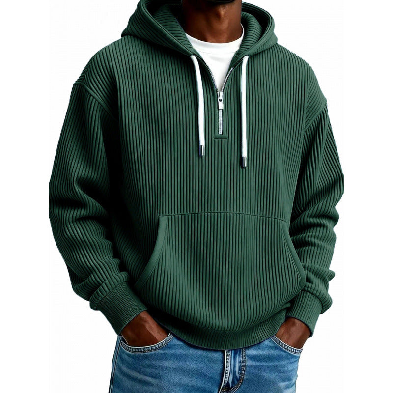 Comfortabele herenhoodie met hoge ritssluiting en zakken