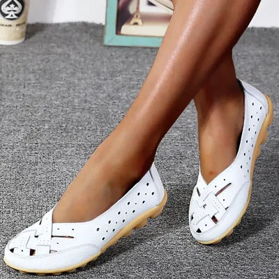 Comfortabele mocassins van ademend leer