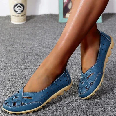 Comfortabele mocassins van ademend leer