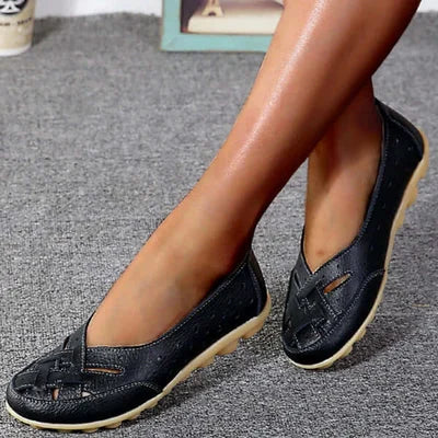 Comfortabele mocassins van ademend leer