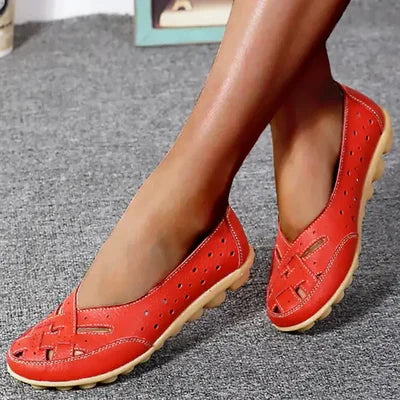 Comfortabele mocassins van ademend leer