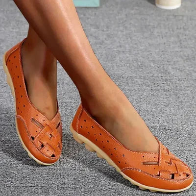 Comfortabele mocassins van ademend leer
