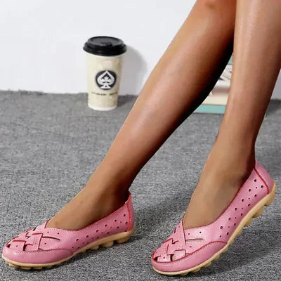 Comfortabele mocassins van ademend leer