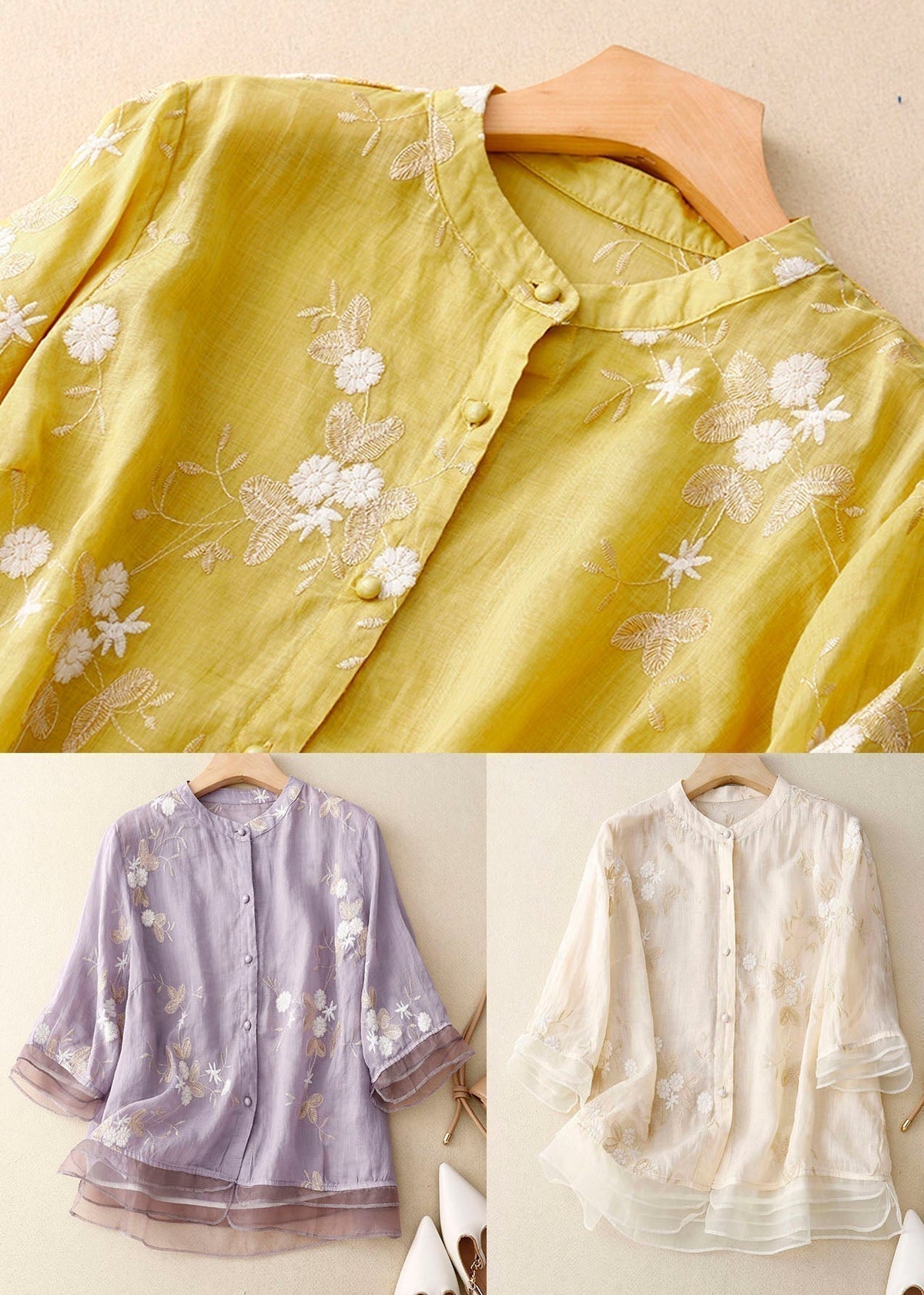 Dames blouse met bloemenprint en knopen