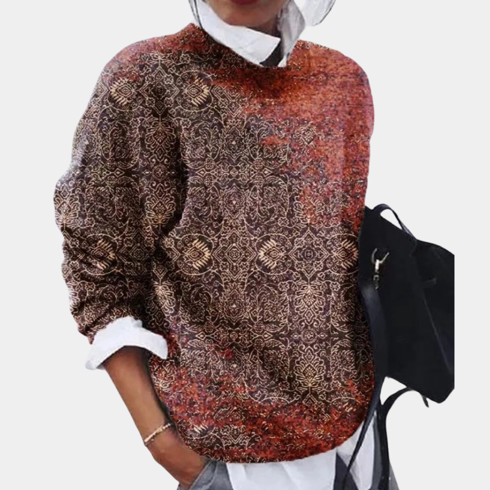 Dames sweatshirt met ronde hals en patroon