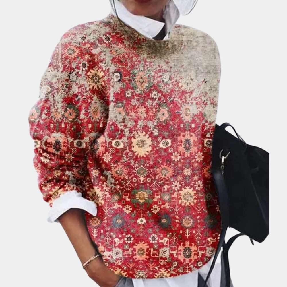 Dames sweatshirt met ronde hals en patroon